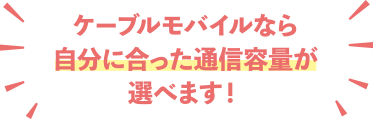 ケーブルモバイルなら自分に合った通信容量が選べます!