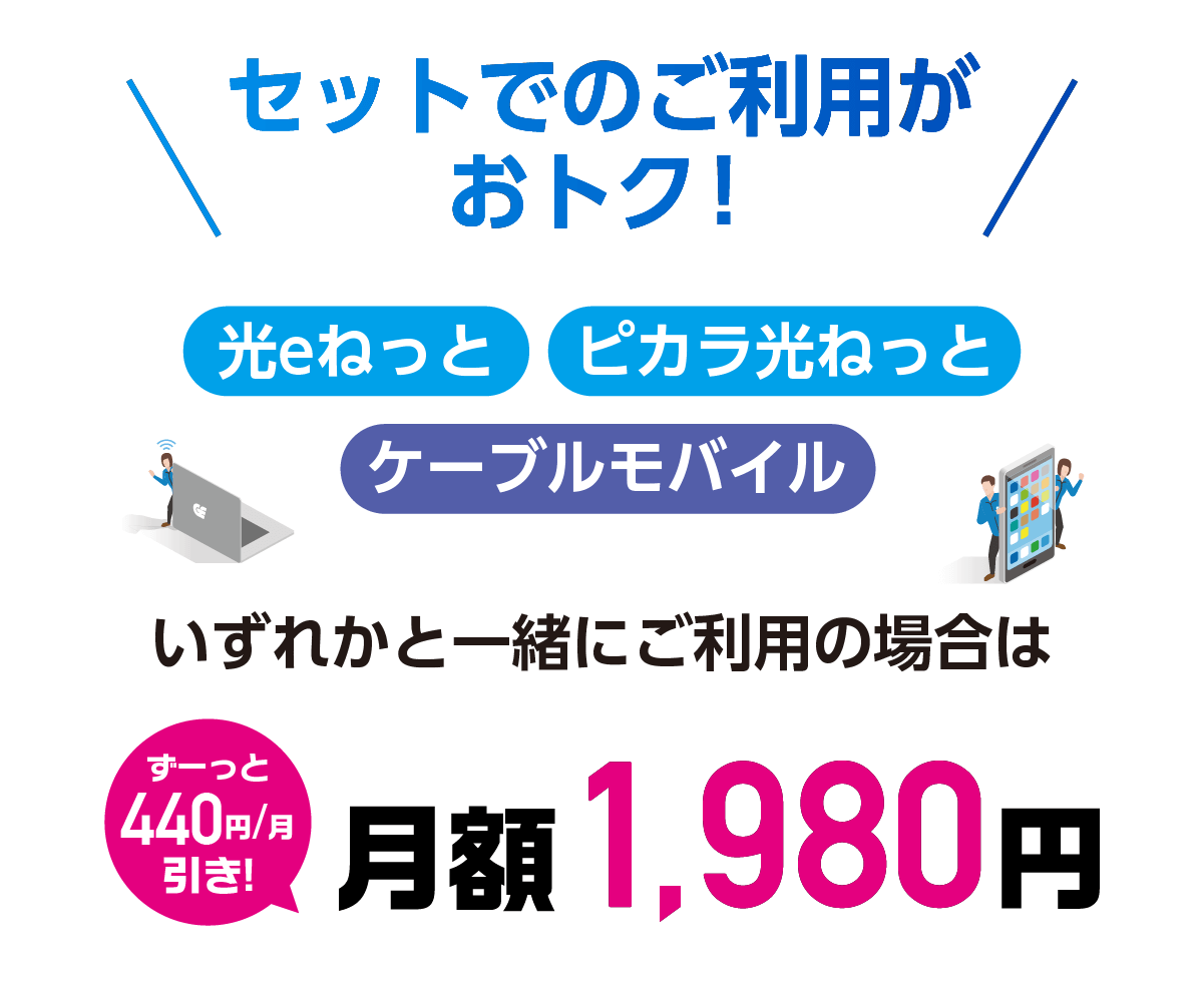 光eねっと、ピカラ、モバイルとのセットでおとく！